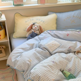 全棉床上三四件套1.8m少女心刺绣款 ins红薯博主推荐 宅姿势