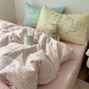 被单床单RL猫咪3四件套全棉 甜酷少女风单人学生床品 宅姿势