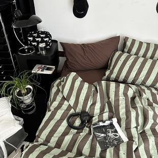 【宅姿势】复古条纹 男生中性风 单人双人床品四件套LI纯棉床单