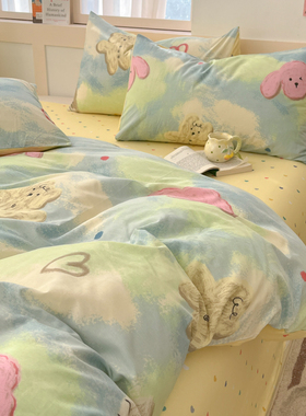 【宅姿势】油画小猫咪 卡通可爱学生宿舍床单四件套床品全棉BWL