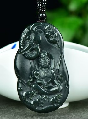 精品和田玉青玉观音菩萨吊坠