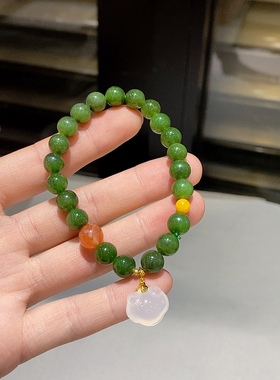 天然和田玉碧玉福锁手串