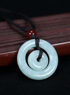 缅甸翡翠A货平安扣吊坠女款