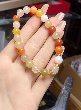 玉阅珠宝天然金丝玉复古手链女款