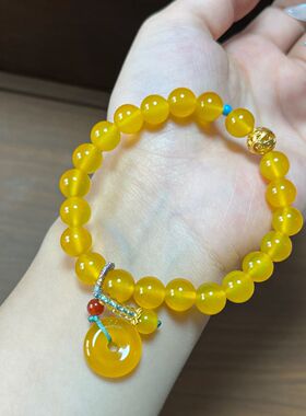 玉阅珠宝黄玛瑙平安扣转运手串