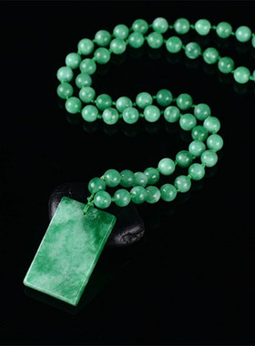 玉石项链牌子翠绿干青玉毛衣链百搭项链简约项链锁骨链颈链颈饰脖