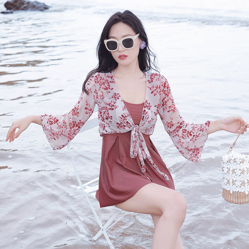 分体泳衣女裙式三件套绝美显瘦