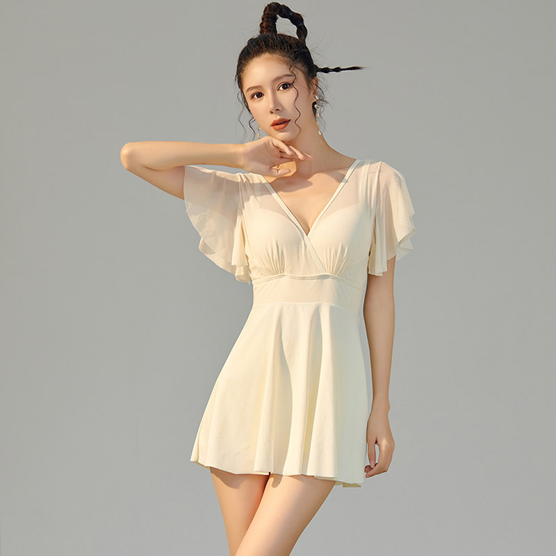 扬帆泳衣女气质显瘦遮肚保守裙式连体韩国INS风聚拢海边仙气泳装