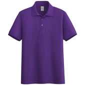 100%全棉纯棉休闲POLO衫 简约带领T恤 紫色翻领宽松短袖 大码 男女装