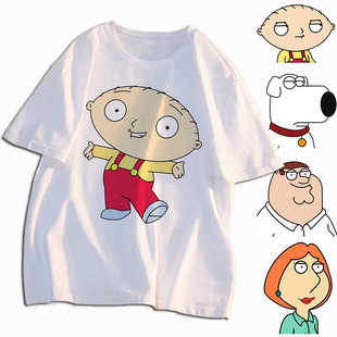 恶搞之家布莱恩饺子皮特盖酷家族宽松短袖t恤男女夏季新款上衣服