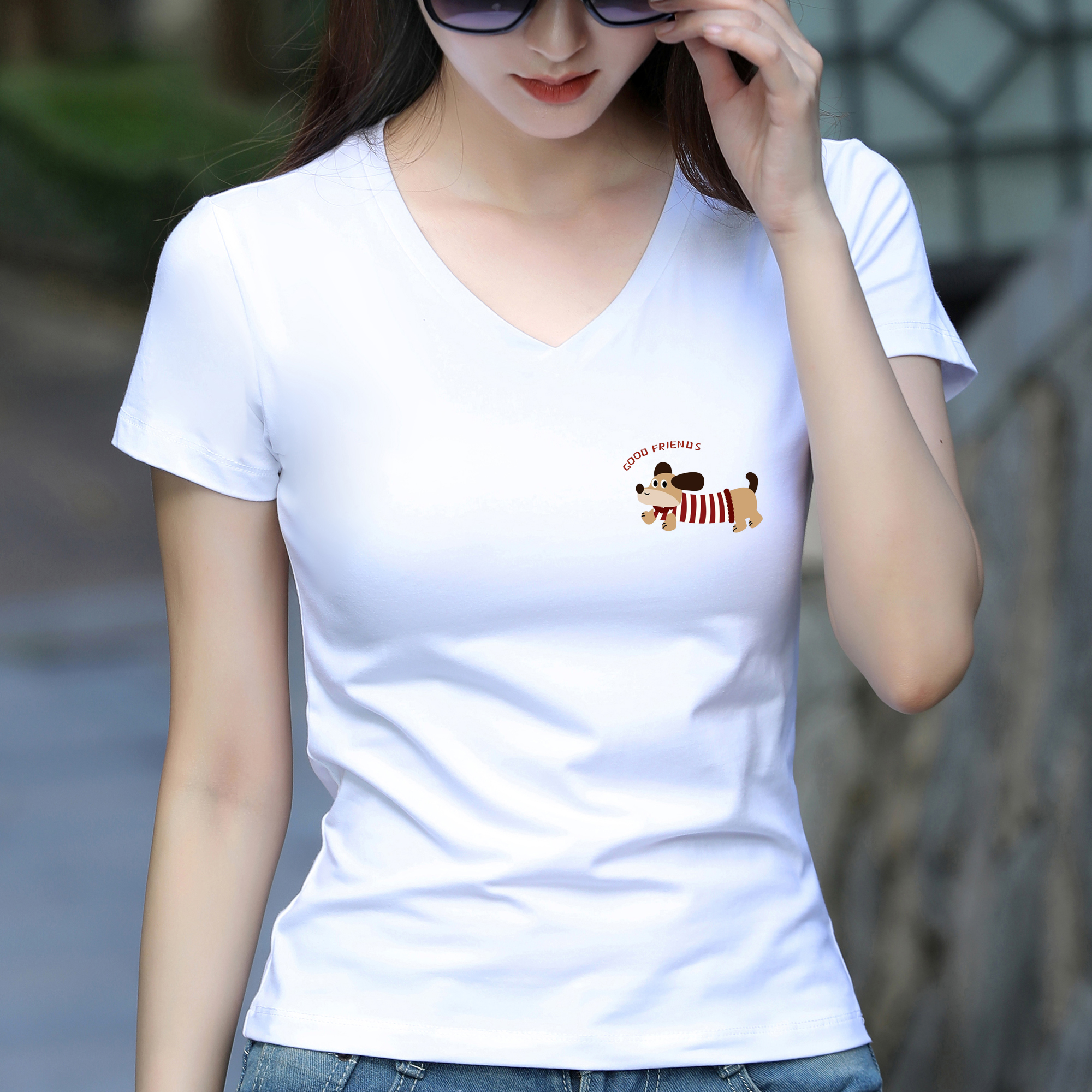 腊肠小狗印花夏季新款短袖t恤女