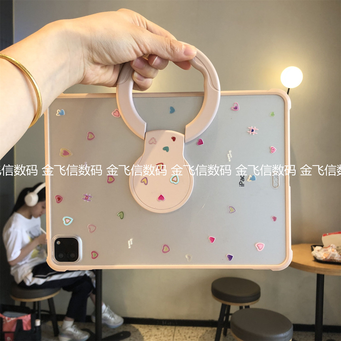 diy可手提360旋转支架适用苹果iPad11保护套ipd7/8/9磨砂10代10.9亚克力Pro11防摔air765可爱10.2寸单后壳9.7