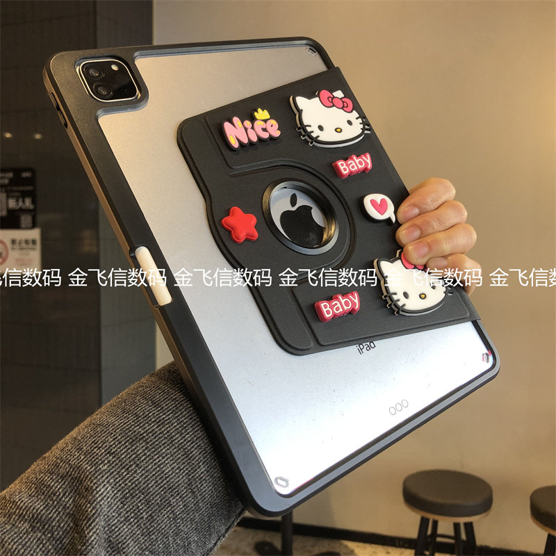 360度旋转亚克力带笔槽适用苹果iPadair5保护套ipd10代789可爱10.2寸卡通10.9防弯Air6软边2025款Pro11平板壳