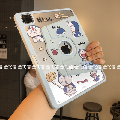 哆啦A梦360度旋转亚克力笔槽适用苹果iPad9/8/7保护套ipd6第11代10.9寸2025款10.2/9.7防弯pro11软边air543壳