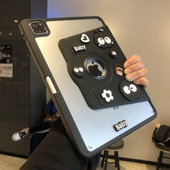 360度旋转亚克力笔槽DIY黑煤球适用苹果iPad11保护套ipd6第7 4硬壳 10.9防弯pro11软包边air5 9代10.2寸9.7