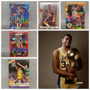 湖人队名宿魔术师约翰逊正版NBA球星卡帕尼尼topps折射prizm包邮