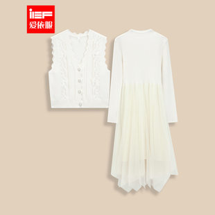 法式 新款 甜美风连衣裙温柔里外套裙 爱依服IEF爱依服2025冬季 IEF