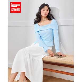 通勤法式 新款 纯欲温柔方领不规则女上下套长裙 爱依服2026春季 IEF