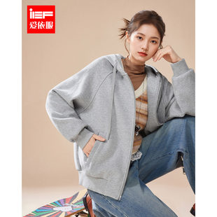 韩版 新款 简约休闲运动风宽松百搭加绒卫衣外套 爱依服2025冬季 IEF
