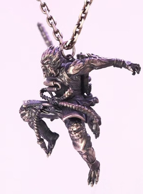 暗黑大圣悟空吊坠纯银挂件吊坠项链男潮酷个性挂饰送男生礼物