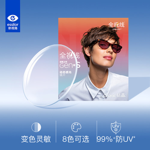 依视路代非球面变色眼镜