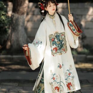 荟萃阁原创汉服女【春华载】明制合领衫长袄加绒加厚马面裙秋冬款