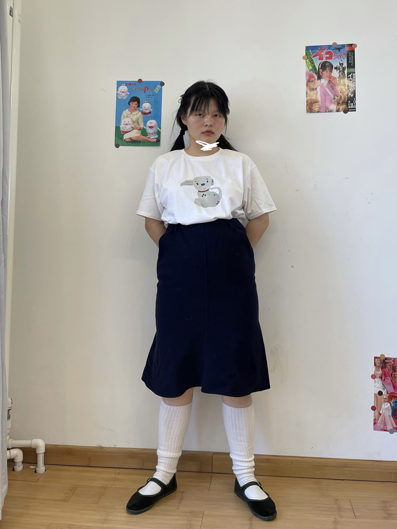 芙惠狗狗复古T恤印花短袖宽松
