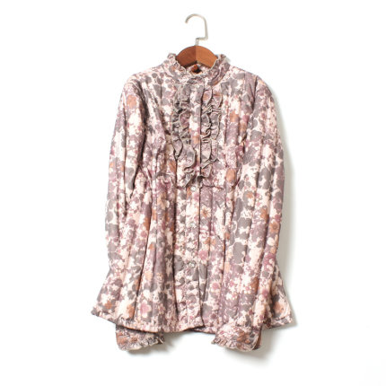 卡赛尼贝诗曼品牌女士秋冬木耳边立领卷叶花羽绒服内胆打底保暖