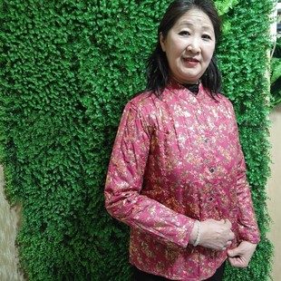 菁怡品牌秋冬红色富贵卷叶花碎花羽绒服外套内胆短款按扣修身时尚