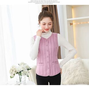 羽昂春亚纺牌女秋冬中老年羽绒马甲短款轻薄背心保暖修身贴身坎肩