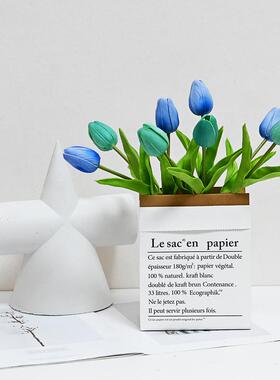 郁金香假花仿真花桌面摆件花瓶花束高级仿永生花轻奢高端拍照结婚