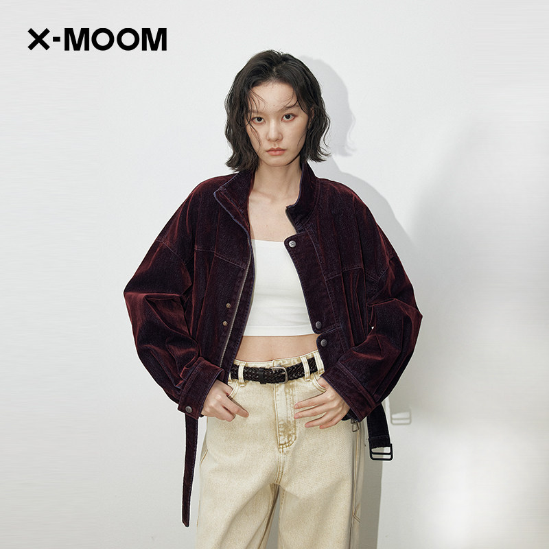 【商场同款】X--MOOM2026春季新款巴恩风牛仔植绒短款夹克外套女,女装/女士精品,短外套,淘宝优惠券,粉丝福利购,淘宝优惠卷