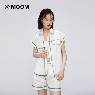 MOOM夏季 上衣 凉感无袖 衬衫 手工刷色薄款 商场同款 新款