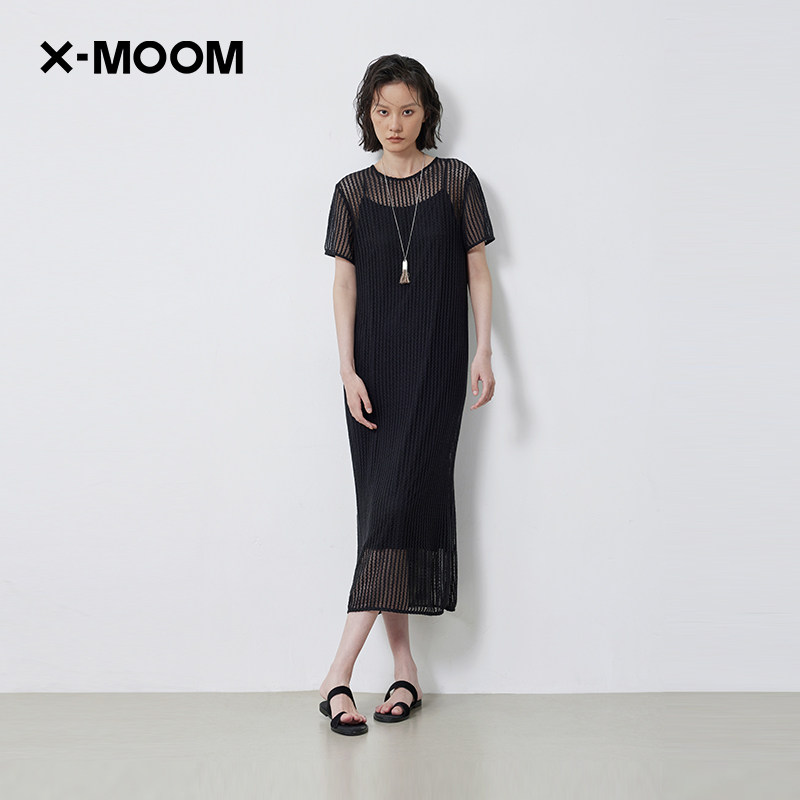 X--MOOM镂空侧开衩两件套连衣裙