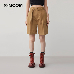 MOOM夏季 新款 前片打褶大口袋五分西装 女 段裤 商场同款