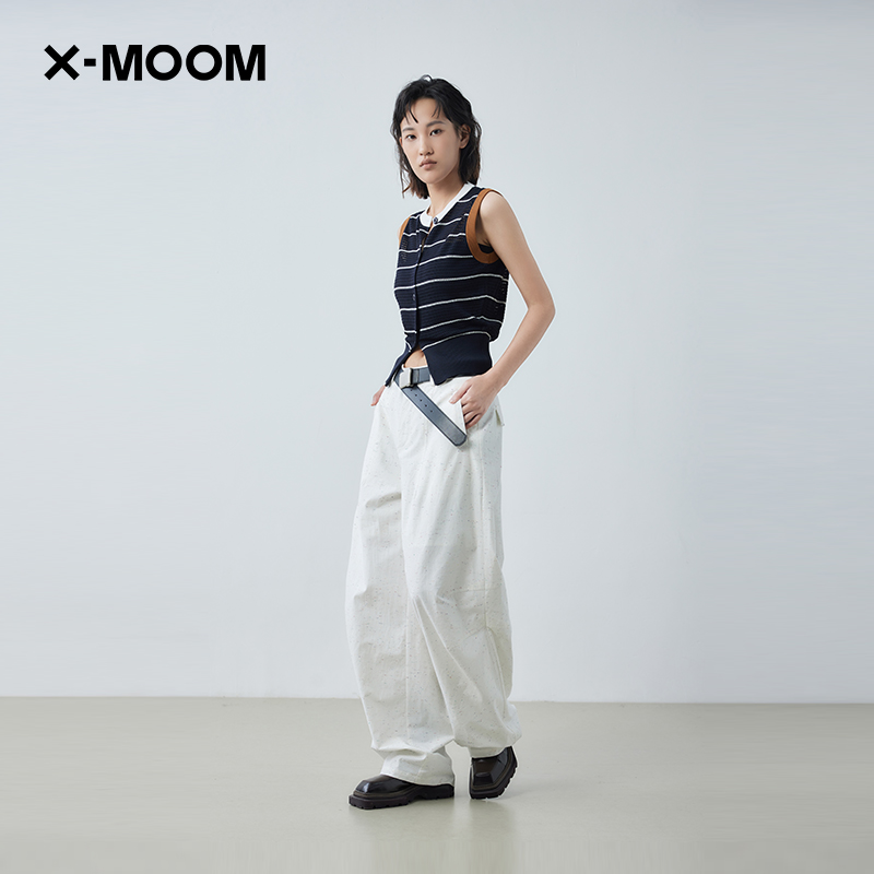 X--MOOM镂空条纹撞色针织开衫
