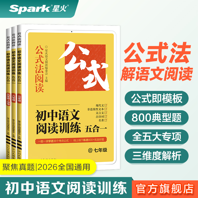 星火初中语文阅读理解答题模板七年级八九年级初一初二初三上下册语文阅读理解专项训练书公式法语文阅读训练五合一现代文名著阅读