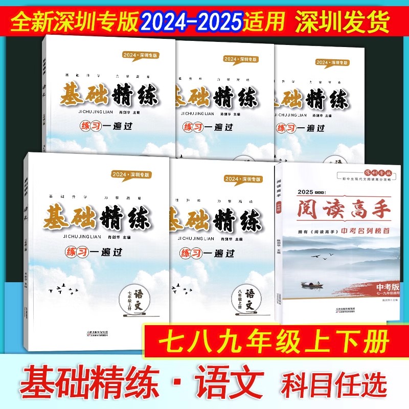 2025深圳专版基础精练七八年级上下册九年级全一册语文专项强化训练阅读高手初中789年级基础小卷知识练习一遍过阅读精练学情调研
