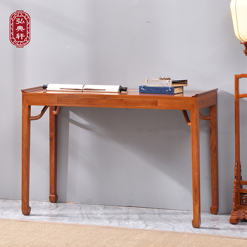 金鼎红木大果紫檀木明式三抽翘头案茶几书桌玄关入户条案古典供桌