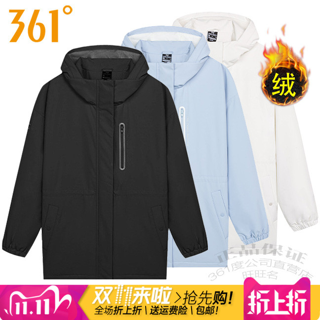 361女绒里风衣加厚保暖连帽外套