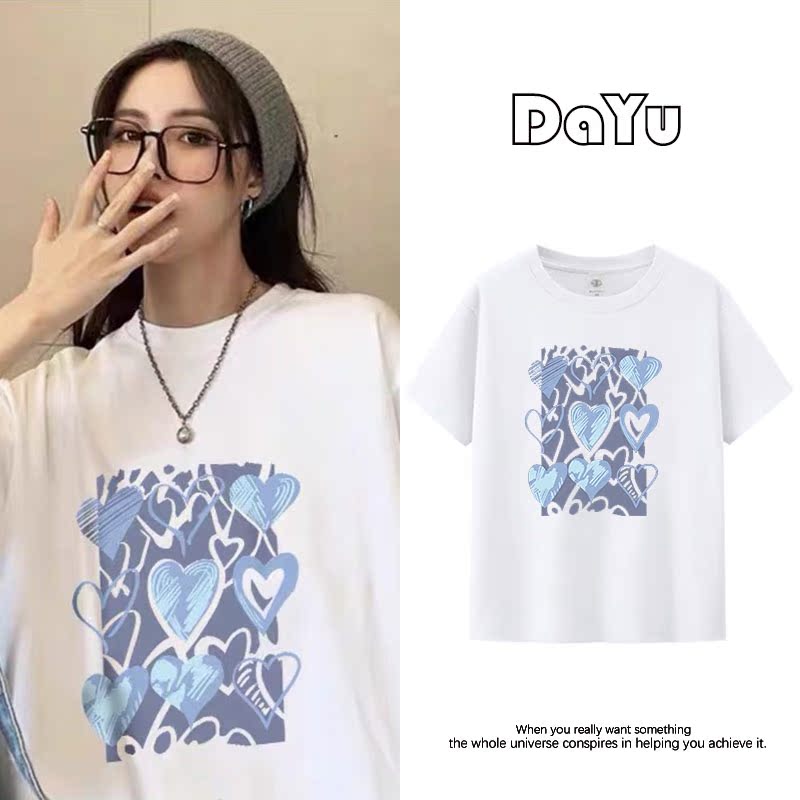 chic港味蝴蝶印花纯棉情侣半袖潮