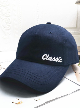 2022年春夏季男女弯檐休闲遮阳刺绣字母大头围藏青色软圆顶棒球帽