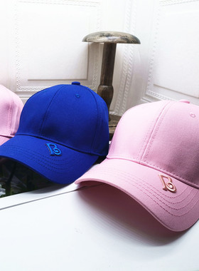 新品男女百搭刺绣B亲子休闲字母短檐夏季鸭舌帽宝蓝色粉色棒球帽