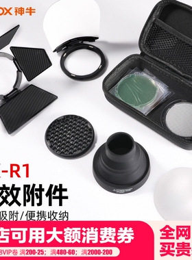godox神牛AK-R1闪光灯配件V1外拍灯机顶圆形灯头附件ad200/100 pro柔光球四叶反光板挡板色片蜂巢束光筒配件