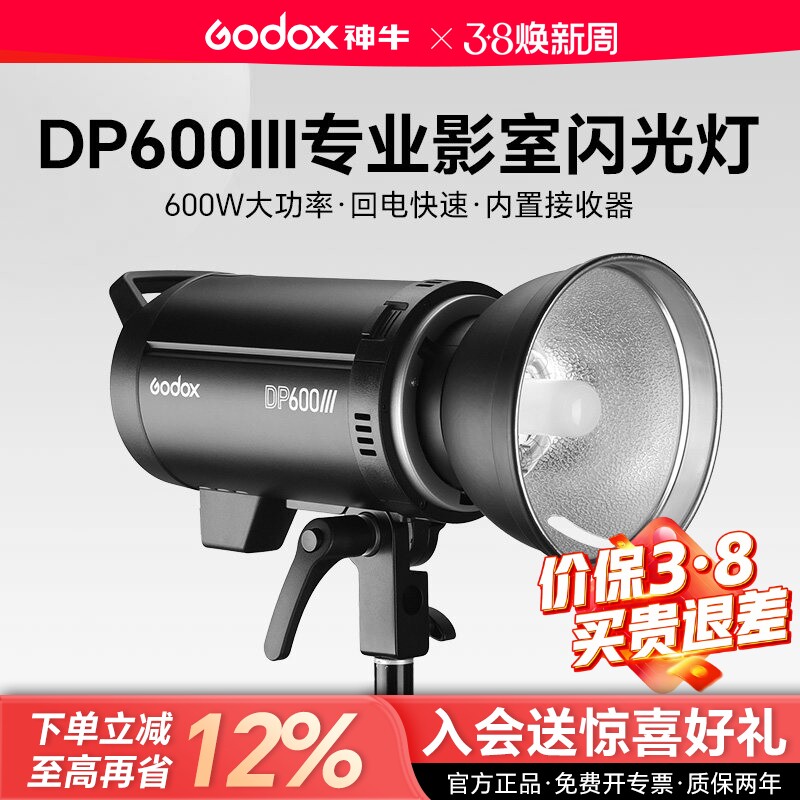 godox神牛DP600III三代/四代影室灯600w摄影闪光灯400w 800w室内人像广告静物拍摄专业影棚摄影灯三灯闪光灯