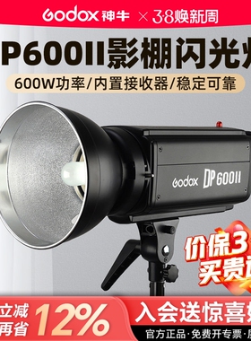godox神牛DP600II二代升级版影室闪光灯X系统无线2.4G摄影棚600W闪光灯DP800 1000影楼人像拍摄证件照打光灯