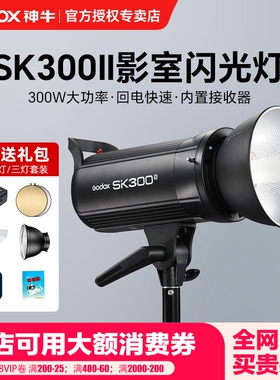 godox神牛SK300II二代摄影灯300w摄影棚补光灯闪光灯柔光灯内置X1系统