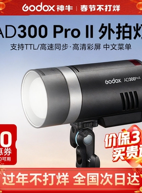 神牛AD300pro ii 二代外拍灯闪光灯摄影灯补光灯口袋灯便携300W户外单反补光高速同步TTL自动测光锂电闪光