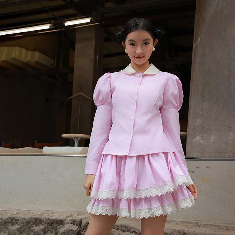 仙女粉色蛋糕裙衬衫套装纯欲少女