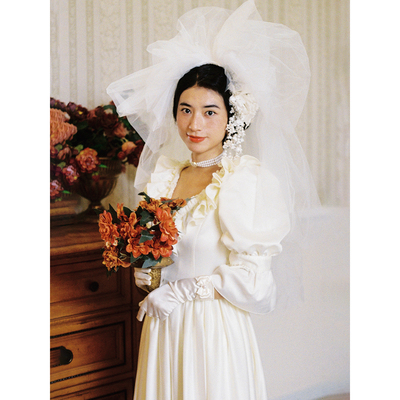 南君丨vintage古董风格复古港风轻婚纱裙法式甜美